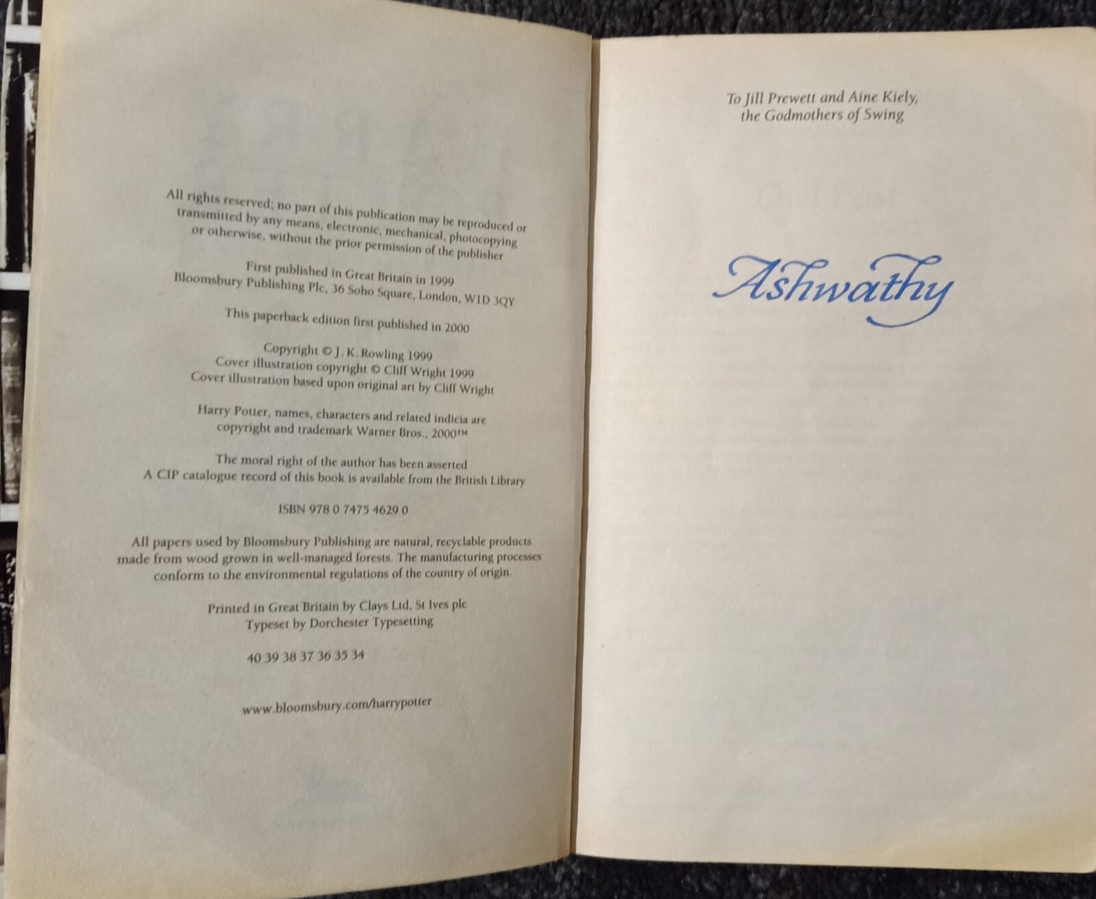 Photo of the name written on the book)